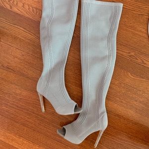 Cool blue/grey over the knee boots